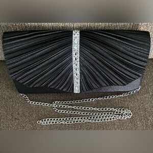 Women’s Dressy Chain Embellished Black & Silver Convertible Purse